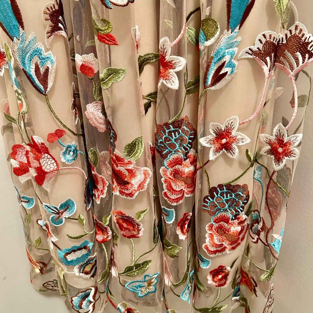Naked dress.  Beige Maxi Dress with Multicolor Floral Embroidery - Picture 5 of 12